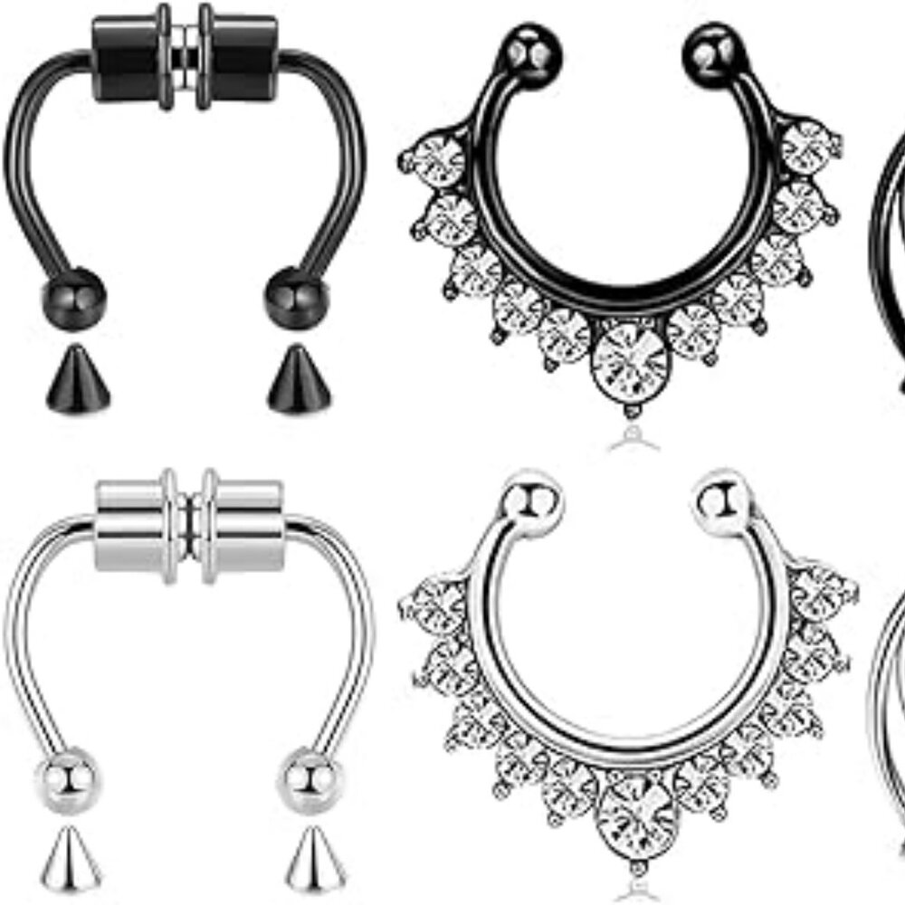 6‎ Fake Nose Rings Magnetic Septum Nose Rings Really Cool Brand New !!